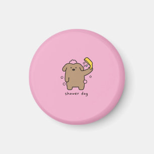 Shower Dog Brown Poodle Bath Time Kawaii Magnet