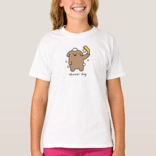 Shower Dog Brown Poodle Bath Time Kawaii T-Shirt