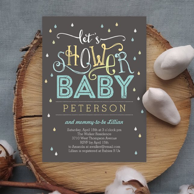 Shower Drops Baby Shower Invitation - Blue (Creator Uploaded)