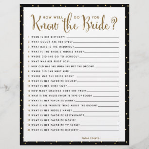 Shower Game   How well do you know the Bride