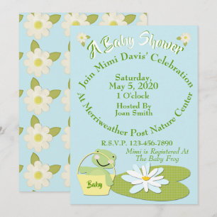 Shower Invitation w/Cute Baby Frog & Lilly Pad