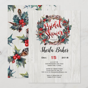 Shower Invitations, Holiday Invitation, Wreath Invitation