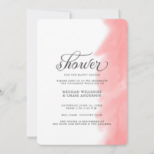 Shower Invite   Coral Rose Watercolor Stroke
