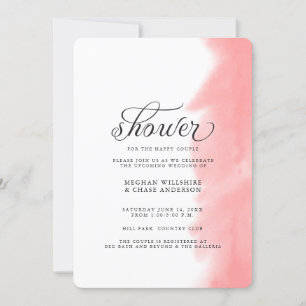 Shower Invite Coral Rose Watercolor Stroke