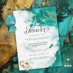 Shower Invite Modern Turquoise Watercolor Geode