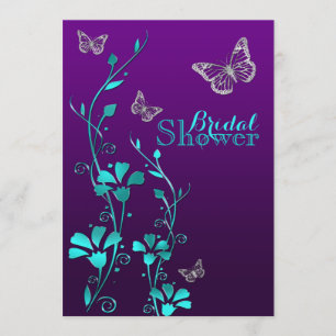 Shower Invite   Purple Teal, Floral, Butterflies