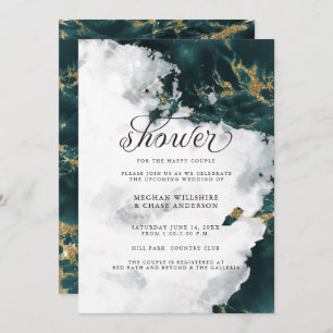 Shower Invite   Smokey Teal Watercolor Geode