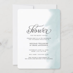 Shower Invite Teal Green Watercolor Stroke