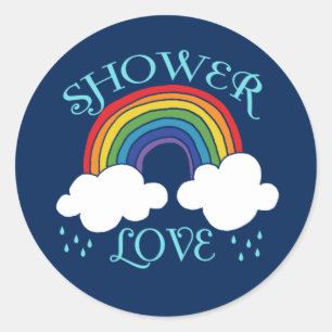 Shower Love Rainbow Classic Round Sticker