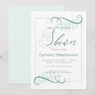 Shower Modern Mint Leaves Jade Accents Invitation