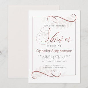 Shower Modern Spice Brown and Pale Cream Leaves Invitation