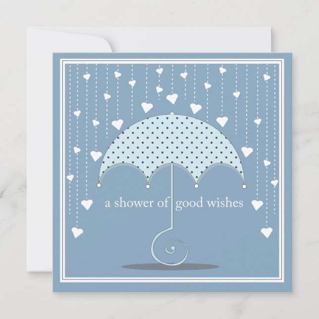 Shower of Hearts Blue Baby Shower Invitation (Front)