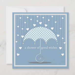 Shower of Hearts Blue Baby Shower Invitation