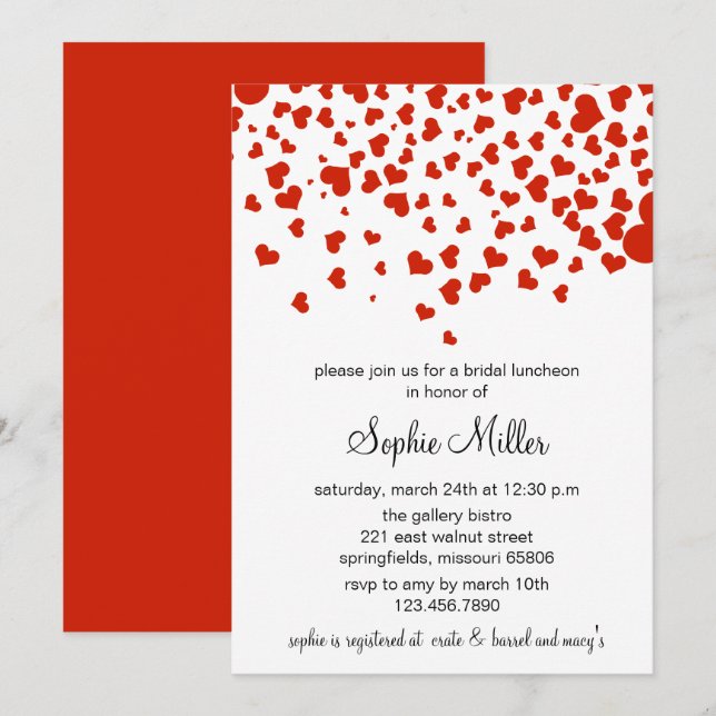 Shower of Hearts Bridal Shower  Invitation (Front/Back)