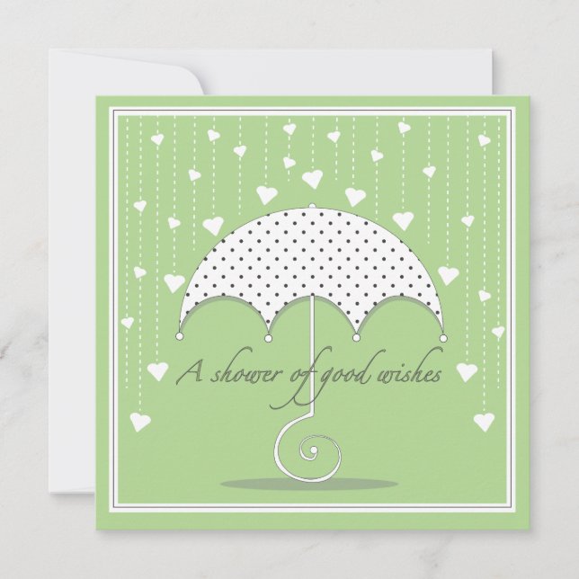 Shower of Hearts Green Baby Shower Invitation (Front)