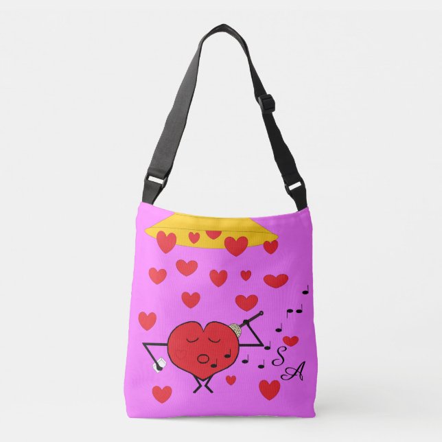 Shower of Hearts Lavender: Crossbody Bag (Front)