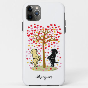 Shower of Hearts Yellow and Black Labrador Couple iPhone 11 Pro Max Case