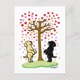 Shower of Hearts Yellow and Black Labradors Holiday Postcard