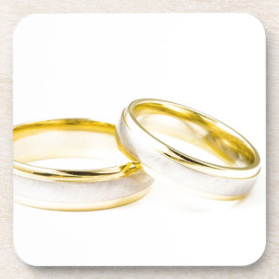 Shower Party Bride Groom Love Wedding Rings Coaster