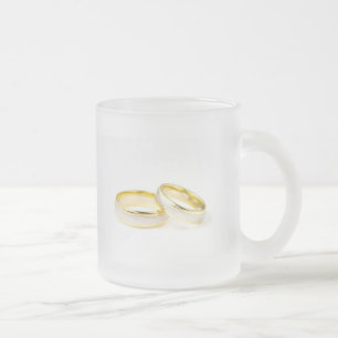 Shower Party Bride Groom Love Wedding Rings Frosted Glass Coffee Mug