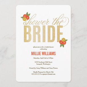Shower the Bride Glitter & Floral Shower Invitatio Invitation