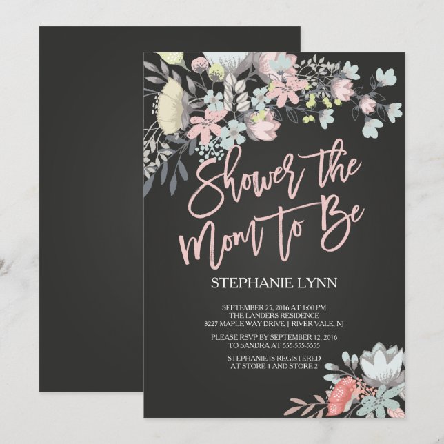 Shower the Mum to Be Floral Baby Shower Invite (Front/Back)