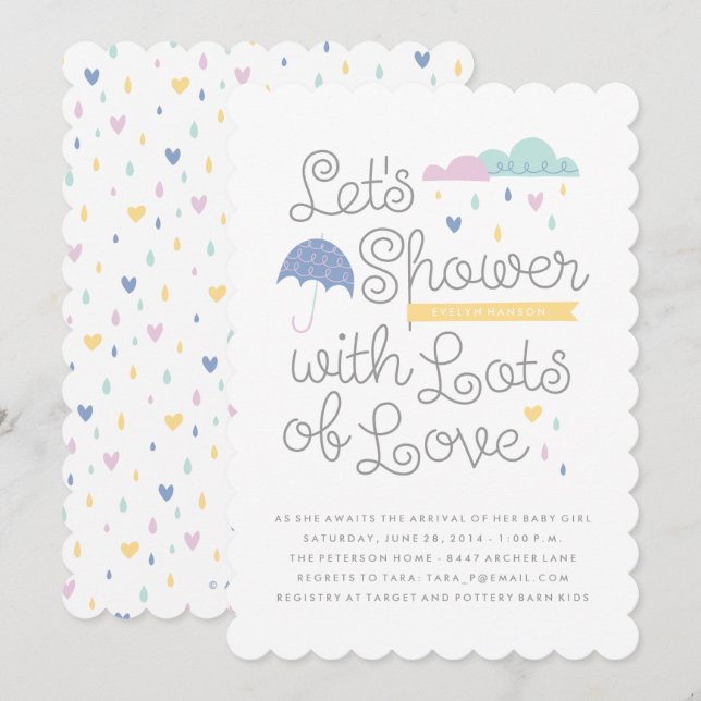 Shower with Love Baby Shower Invitation - Blue (Front/Back)