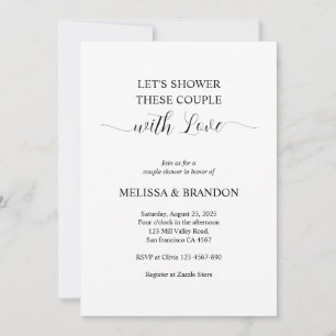 Shower with Love Simple Modern Couple Shower Invitation