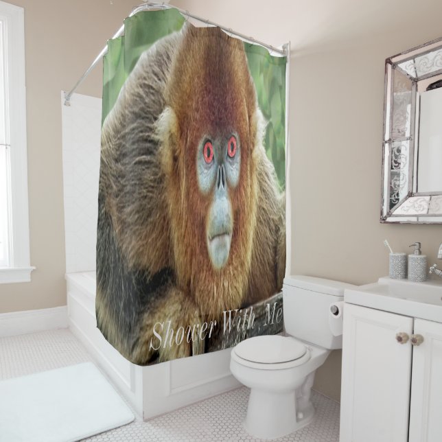 Shower With Me Monkey Shower Curtain (In Situ)