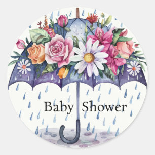 Showered with Flowers Baby Shower Classic Round Sticker