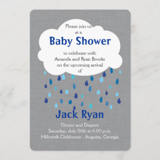 'Showered with Love' Baby Boy Shower Invitation