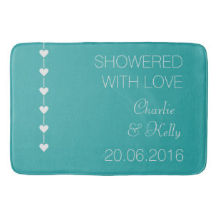 SHOWERED WITH LOVE custom text & colour bath mats