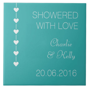 SHOWERED WITH LOVE custom text & colour tiles