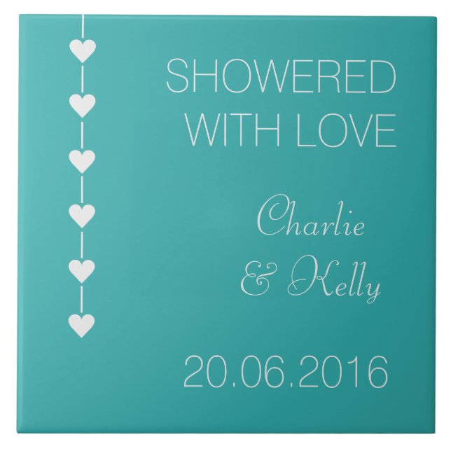 SHOWERED WITH LOVE custom text & colour tiles (Front)