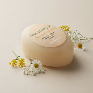 Showered with Love Floral Baby Shower Soap Favour Square Sticker