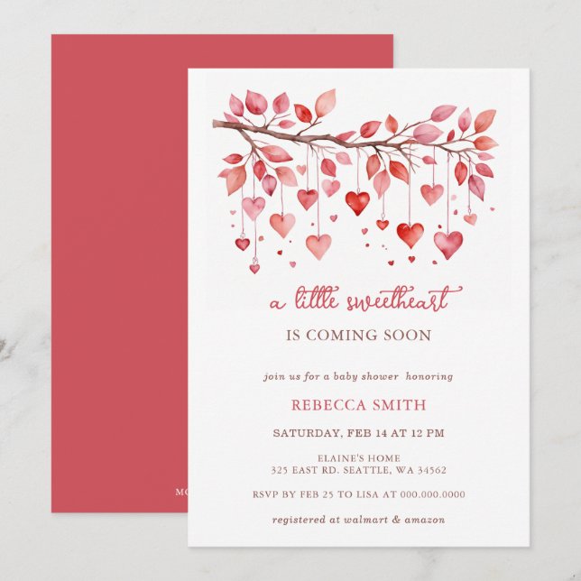 Showered with Love Valentines Day Baby Shower Invitation (Front/Back)