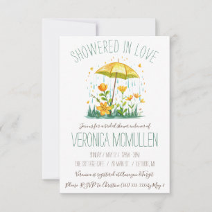 Showered with Love! Yellow Umbrella Bridal Shower Invitation