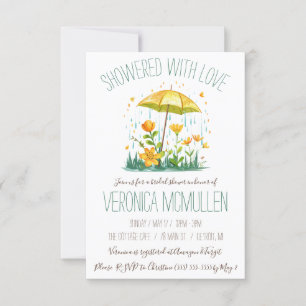 Showered with Love! Yellow Umbrella Bridal Shower Invitation