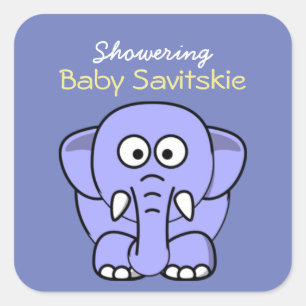 Showering Baby Mason Jar Sticker - Yellow Purple