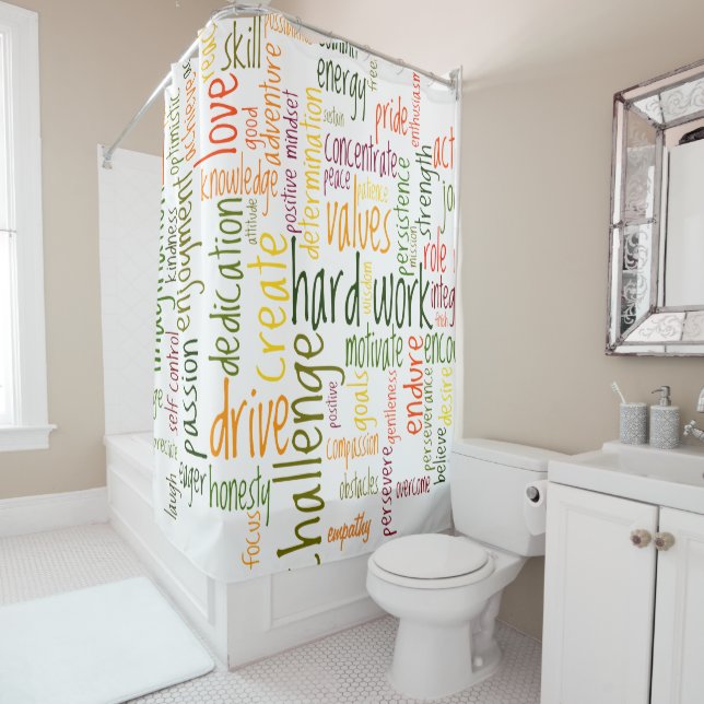 Showering behind Motivational Words #2 Shower Curtain (In Situ)