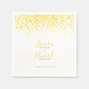 Showering cascade warm yellow grey art wedding napkin