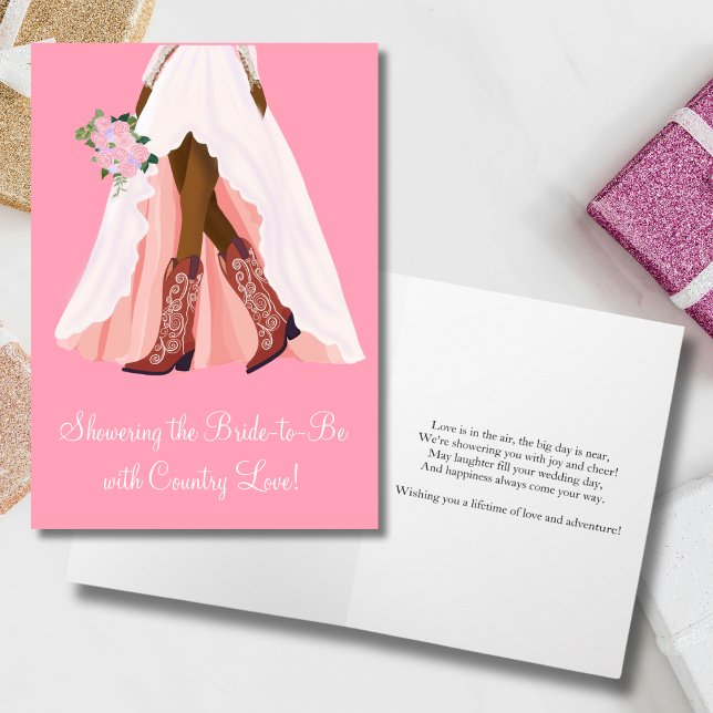 Showering Cowboy Boots African American Bride Card (Creator Uploaded)