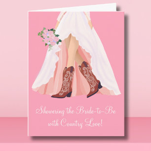 Showering Cowboy Boots & Wedding Dress Bridal  Card