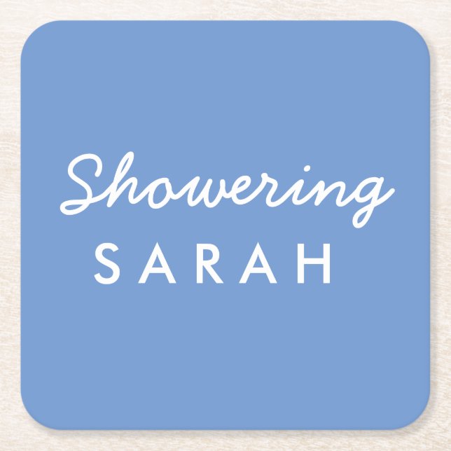 Showering the Mum-to-Be Baby Shower Coaster Blue (Front)