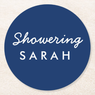 Showering the Mum-to-Be Baby Shower Coaster Navy