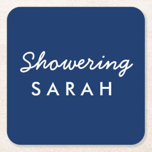 Showering the Mum-to-Be Baby Shower Coaster Navy