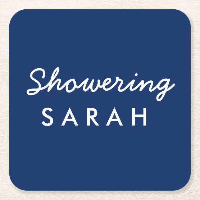 Showering the Mum-to-Be Baby Shower Coaster Navy (Front)