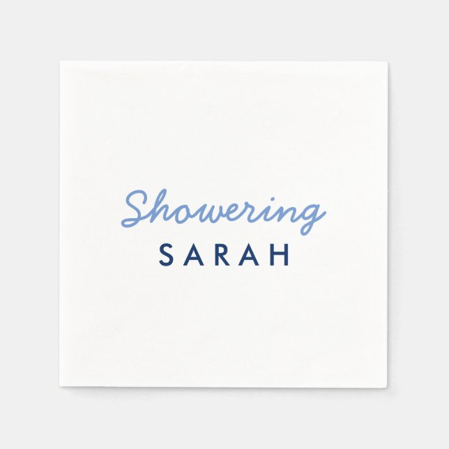 Showering the Mum-To-Be Cocktail Napkins Blue (Front)