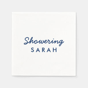 Showering the Mum-To-Be Cocktail Napkins Navy Blue