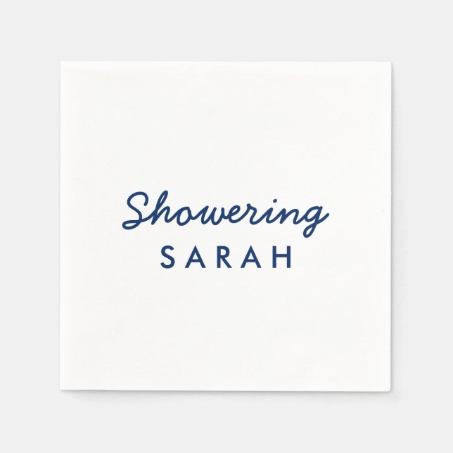 Showering the Mum-To-Be Cocktail Napkins Navy Blue (Front)